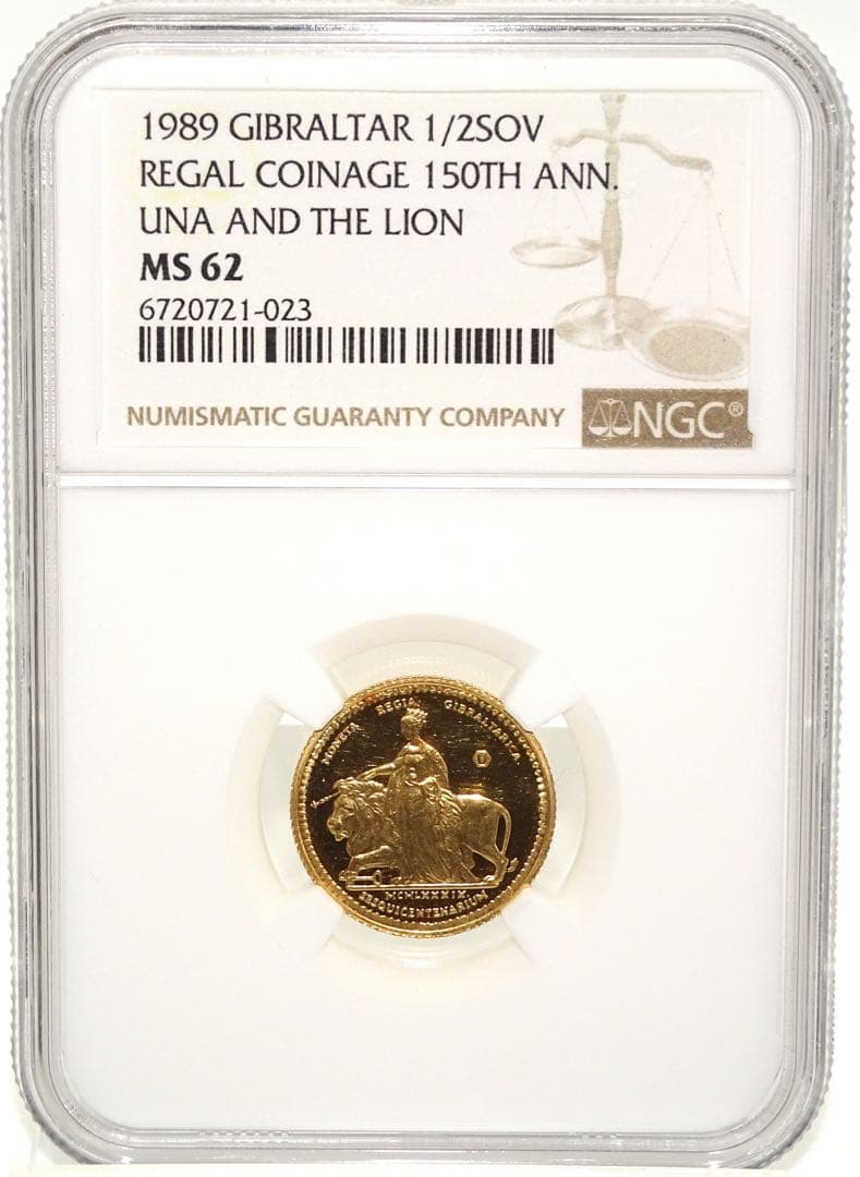 1989年 ウナとライオン　金貨 ハーフソブリン NGC 　イギリス　古銭