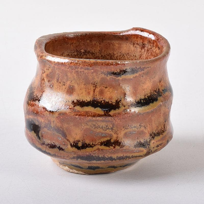 1080赤津窯　人間国宝　荒川豊蔵作　瀬戸酒杯　共箱　V　R7993