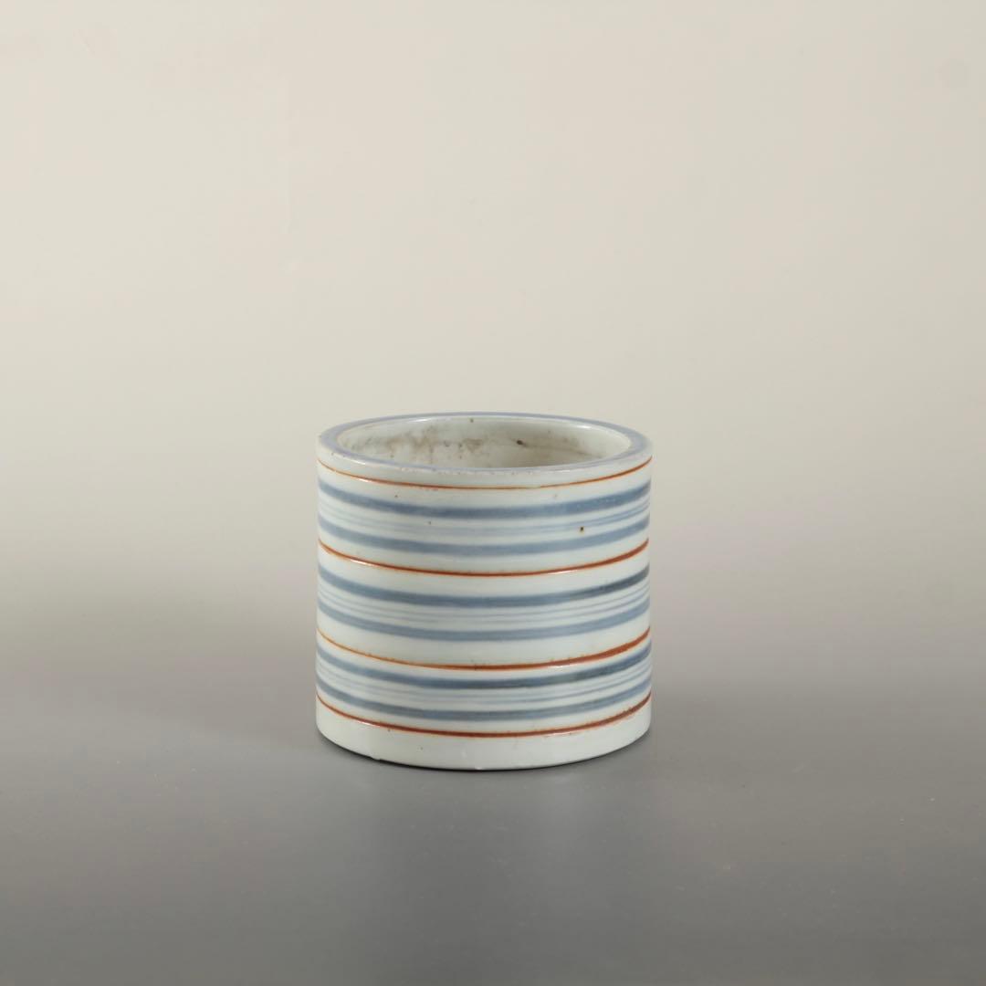 染付 輪線文 火入 筒茶碗 古美術 古道具 アンティーク 古伊万里