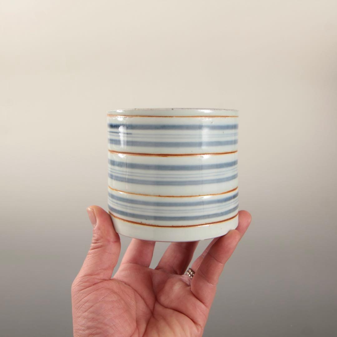 染付 輪線文 火入 筒茶碗 古美術 古道具 アンティーク 古伊万里