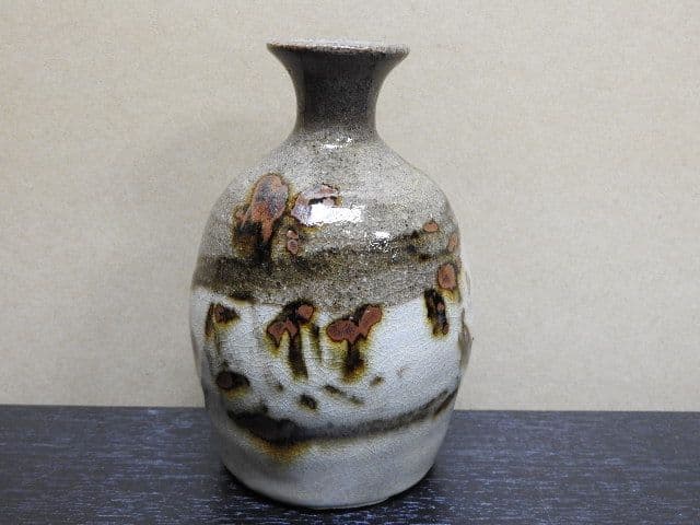 徳利岩井窯　「花閉雲悠」清水公照箱書　MA１３６