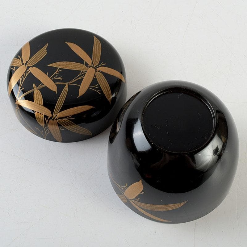 茶道具　輪島塗　稲忠謹製　笹蒔絵　棗　共布共箱　V　9359