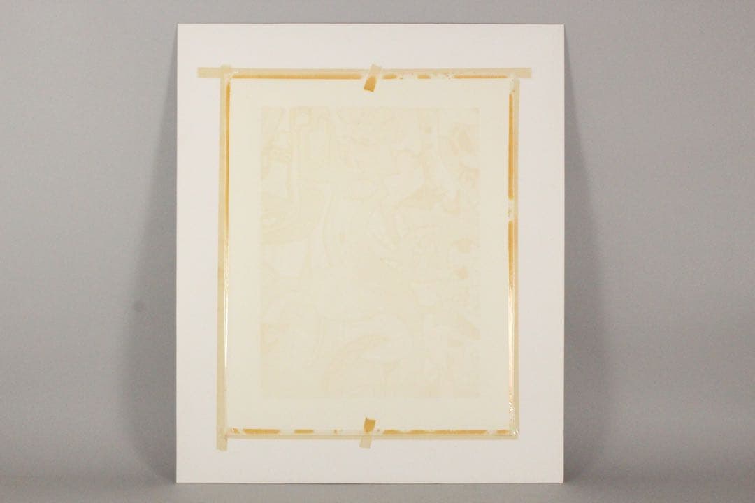 No4673額装　N.オヴァサコヴァ　リトグラフ「母性愛」85/100 送料無料