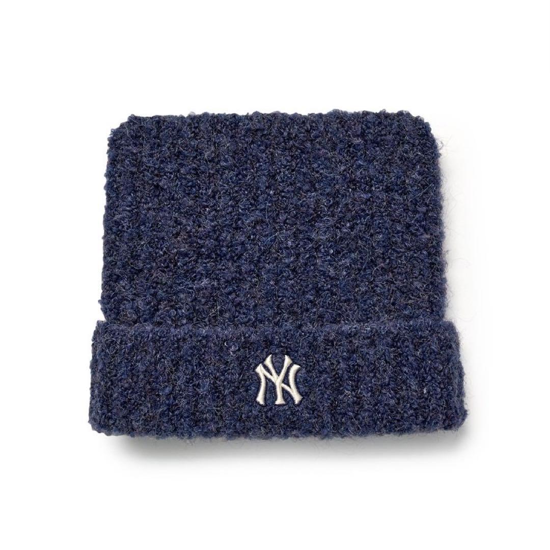 MLB korea 猫耳ビーニー ニット帽 青色