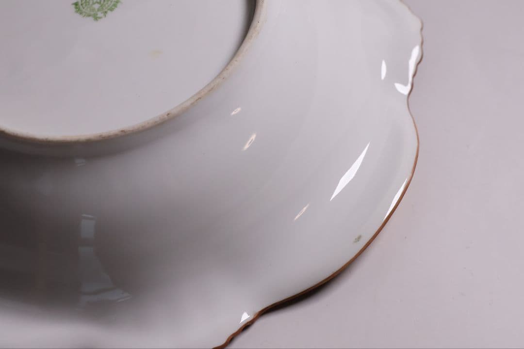 【CM309】オールドノリタケ 風景 薔薇 皿 鉢 幅21.8cm 湖畔 明治