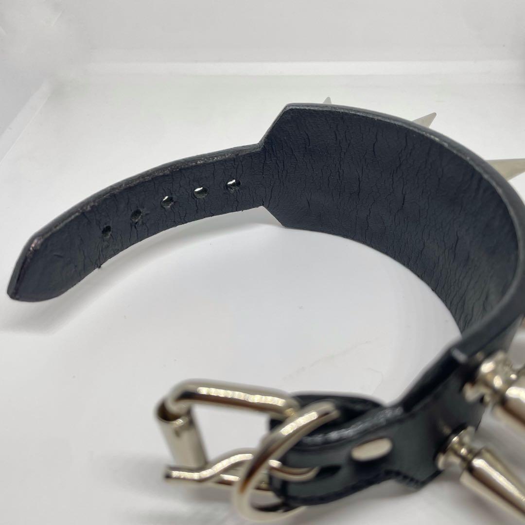 666 多連スパイクリストバンド 本革　パンク ロック系