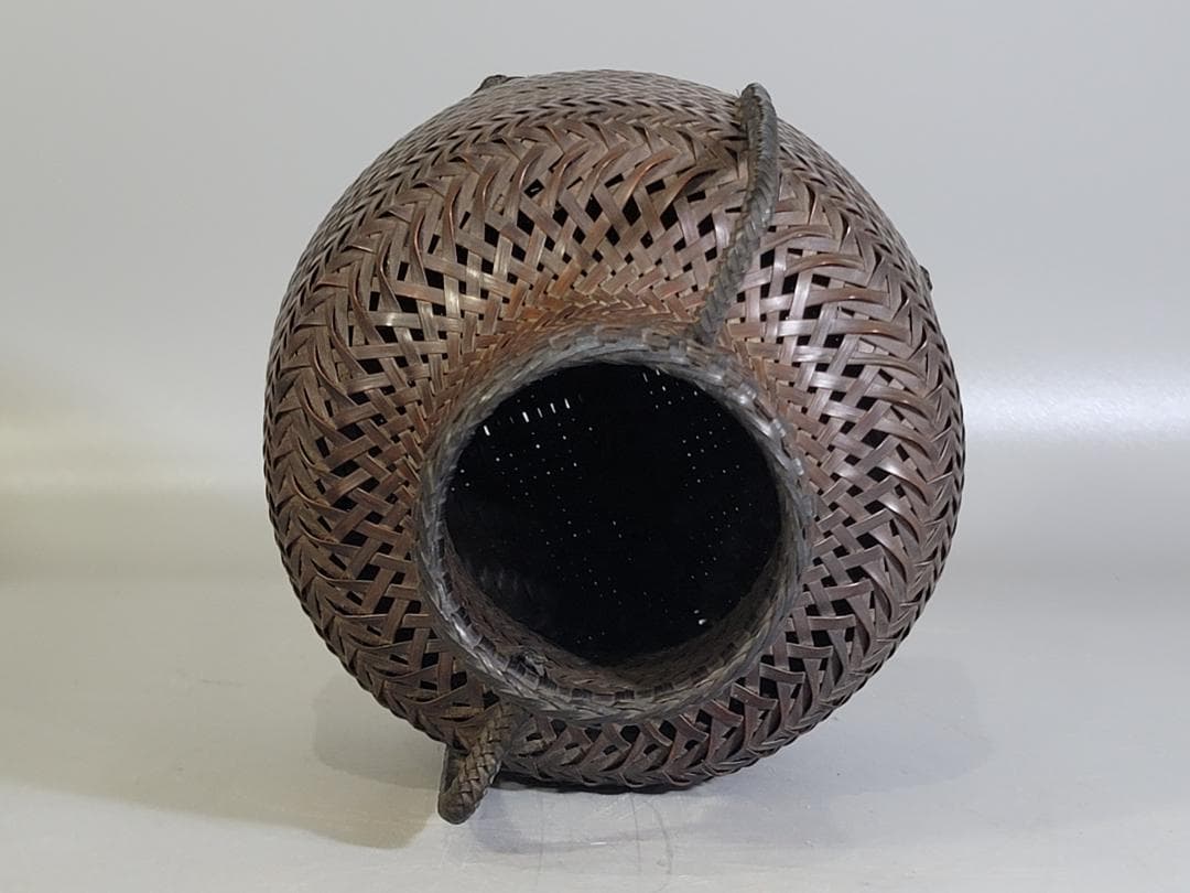 竹籠 在銘 花生 時代物 三点まとめて