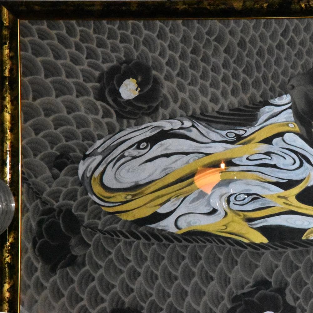 平井千香子 金と銀 鳳凰図 縦104㎝ 横170㎝ F100号 真贋保証 肉筆