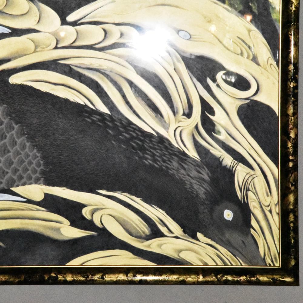 平井千香子 金と銀 鳳凰図 縦104㎝ 横170㎝ F100号 真贋保証 肉筆