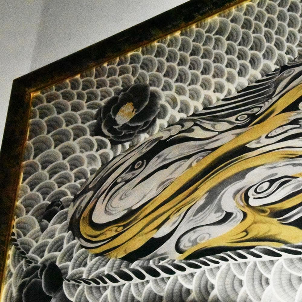 平井千香子 金と銀 鳳凰図 縦104㎝ 横170㎝ F100号 真贋保証 肉筆