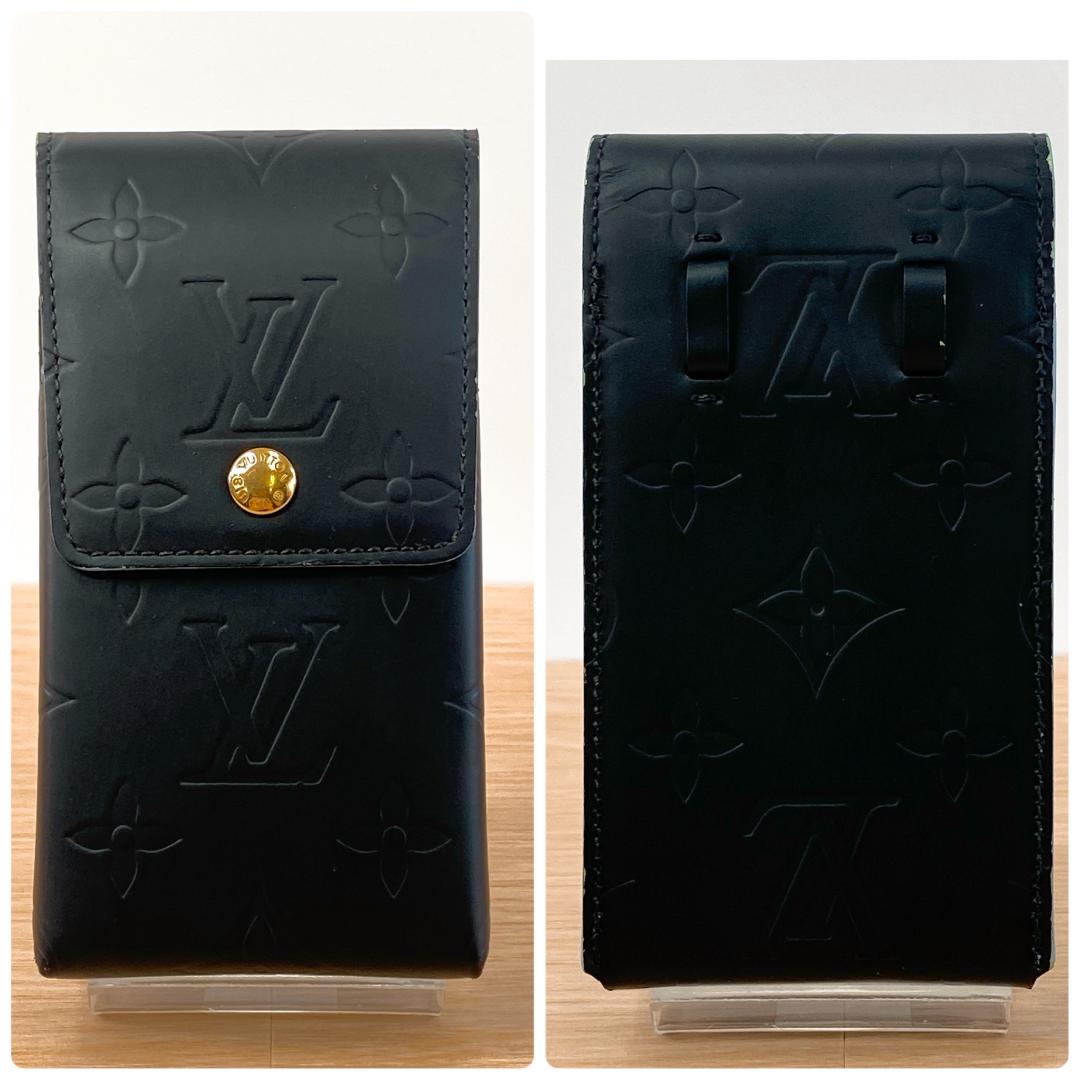 ルイヴィトン モノグラムマット シガーケース タバコケース ショルダー付 黒