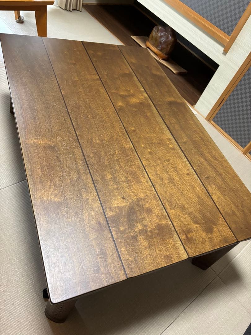 家具調コタツ　木製ダークブラウン長方形テーブル　春日工芸　引き取り限定