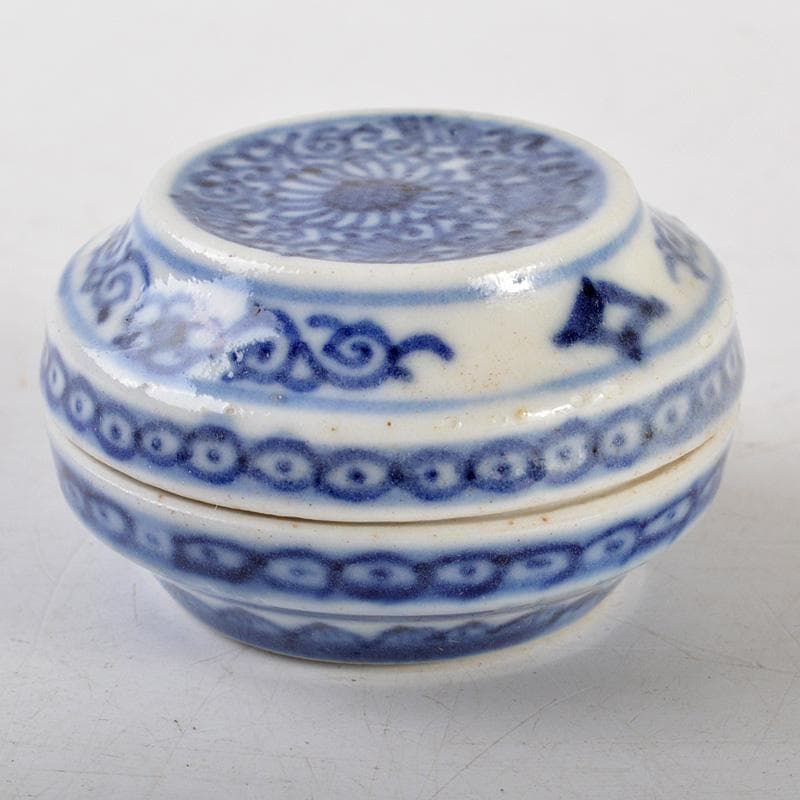 中国　新渡　染付　花文　小さな香合　N　6479