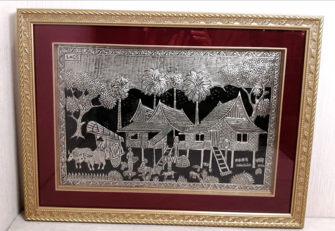 ☆【3点セット】 宝石画 額縁 石 宝石 ストーン ジュエリー 絵画 アジアン