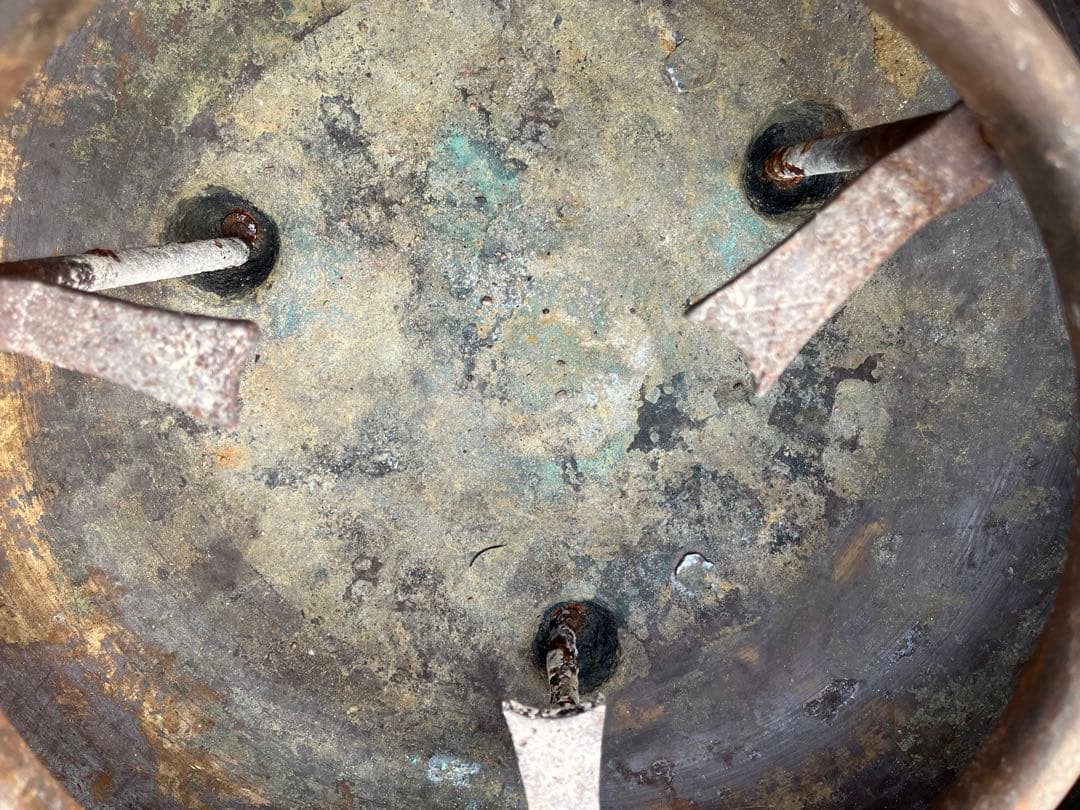 火鉢　アンティーク　骨董品　昭和レトロ　工芸品　銅製　台座付き　五徳付き