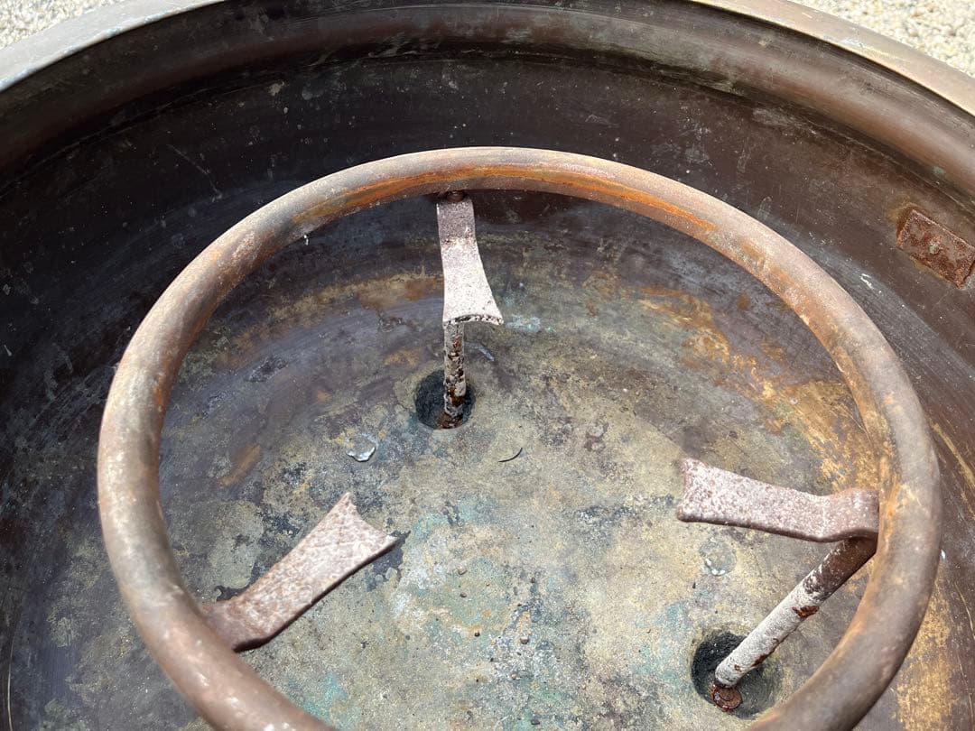 火鉢　アンティーク　骨董品　昭和レトロ　工芸品　銅製　台座付き　五徳付き