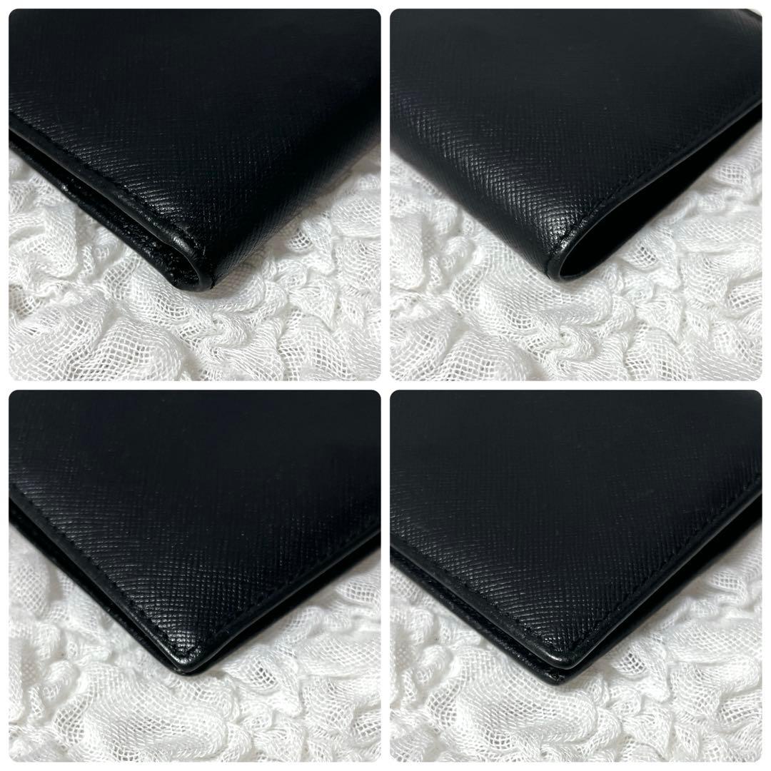 美品✨PRADA サフィアーノ　二つ折り財布　コンパクトウォレット　レザー　黒