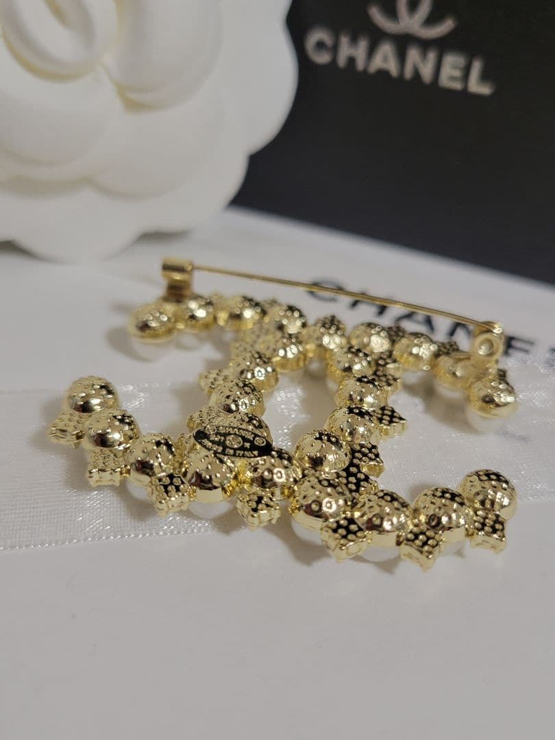 【即購入◎】　シャネル　ブローチ　パール　ゴールド