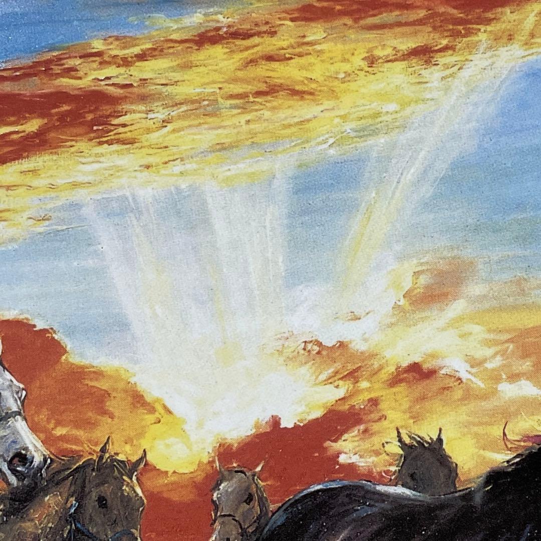 中畑艸人・額装陶板画・名馬優駿・優駿詩情・特別製作作品・美品・