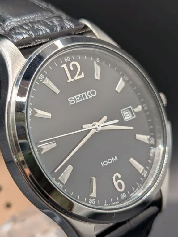 SEIKO セイコー デイト クォーツ ブラック文字盤 6N42-00B0