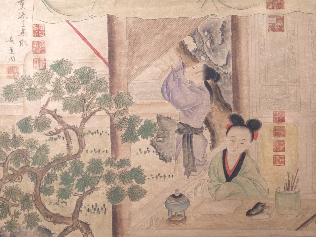 【骨董掛け軸】人物図 中国夏珪　　 南宋時代 肉筆保證 AK708A12-2