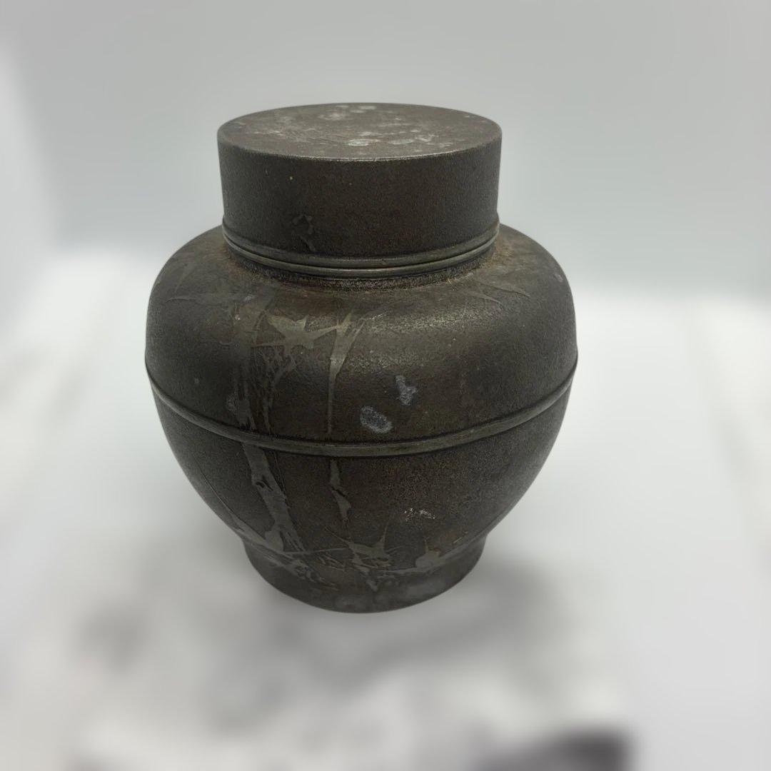 中国美術 煎茶 唐物 古錫 茶入 萬壽堂造　時代物 古美術