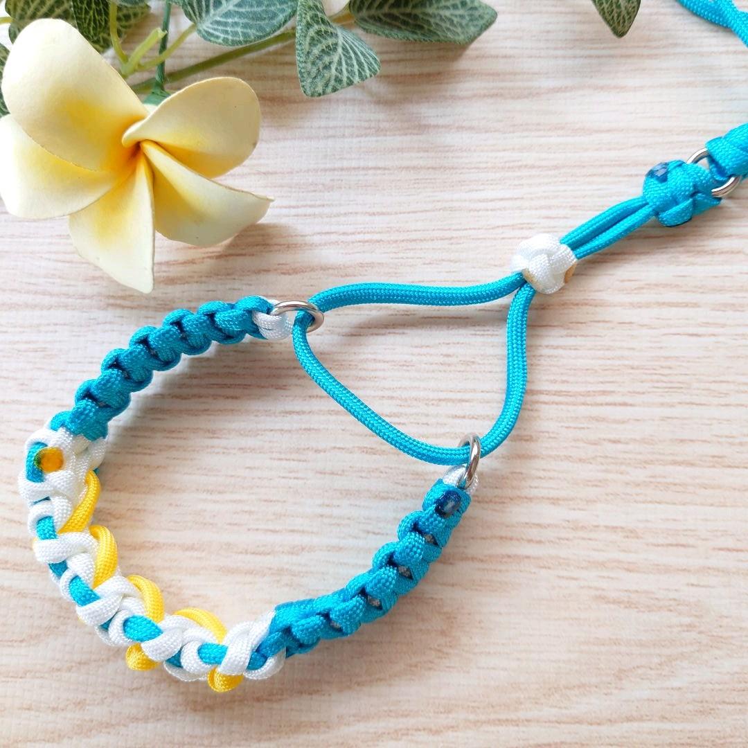 パラコードリード＆首輪　一体型　ハーフチョーク　ドナルドカラー　№057