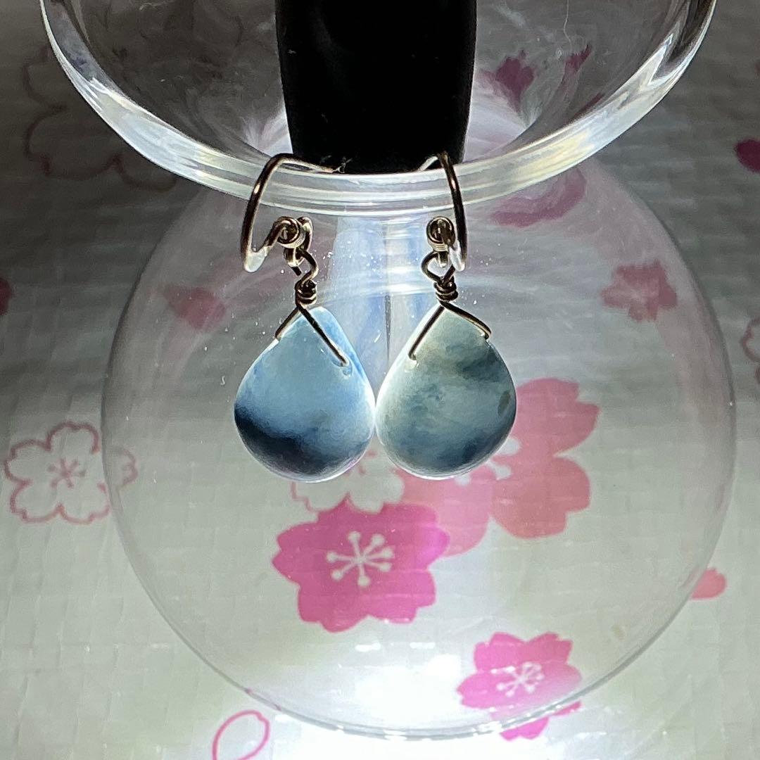 【専用】コン沢翡翠&金山翡翠　ティアドロップピアス　14kgf