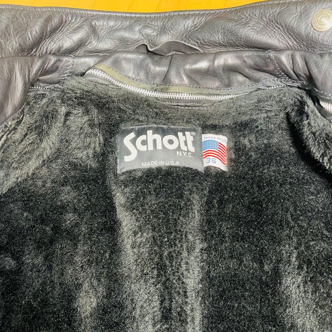 Schott ショット 642系 シングルライダース USA製 ボア 黒 36