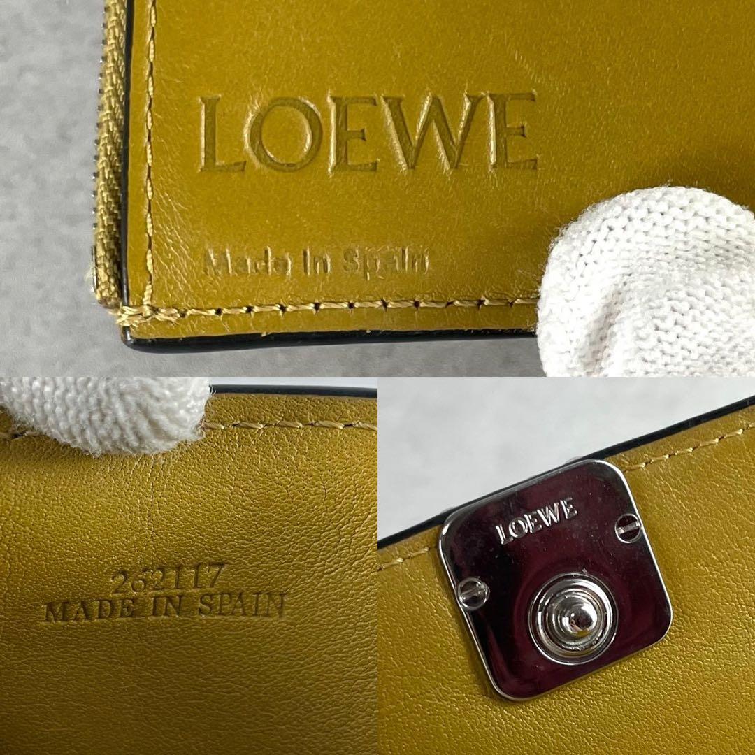 【美品】ロエベ トライフォールド アナグラム タン 三つ折り財布