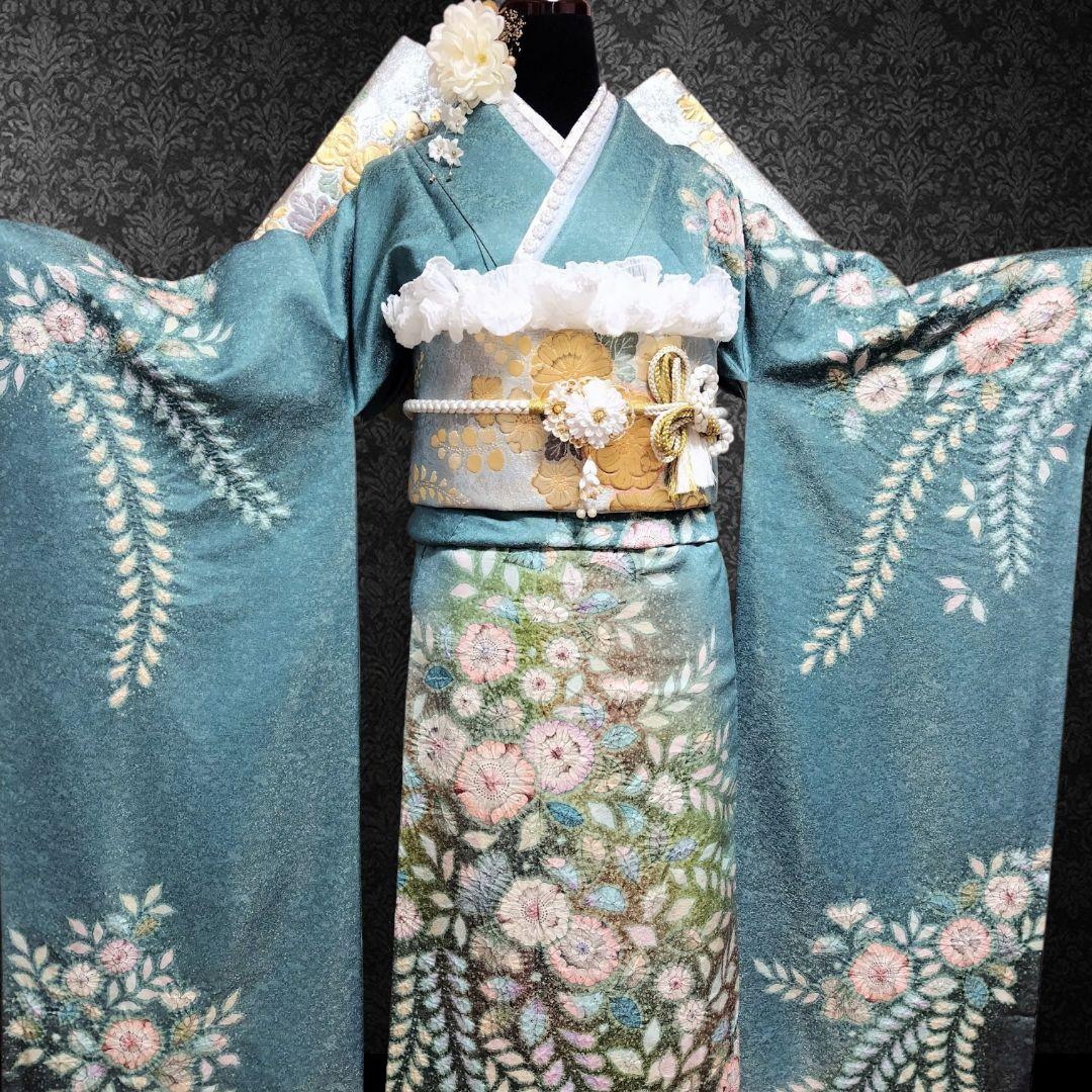 お直し無料！振袖フルセット(8点)・辻ヶ花・辻が花・絞り・作家物・翠山工房・落款