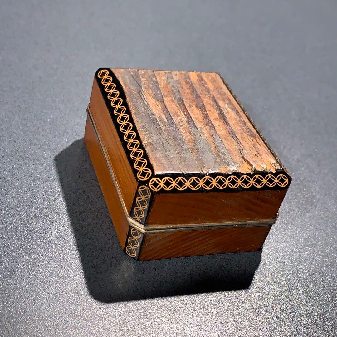 香合　古材　七宝蒔絵　大亀老師書付・花押　大徳寺　R0803ダP