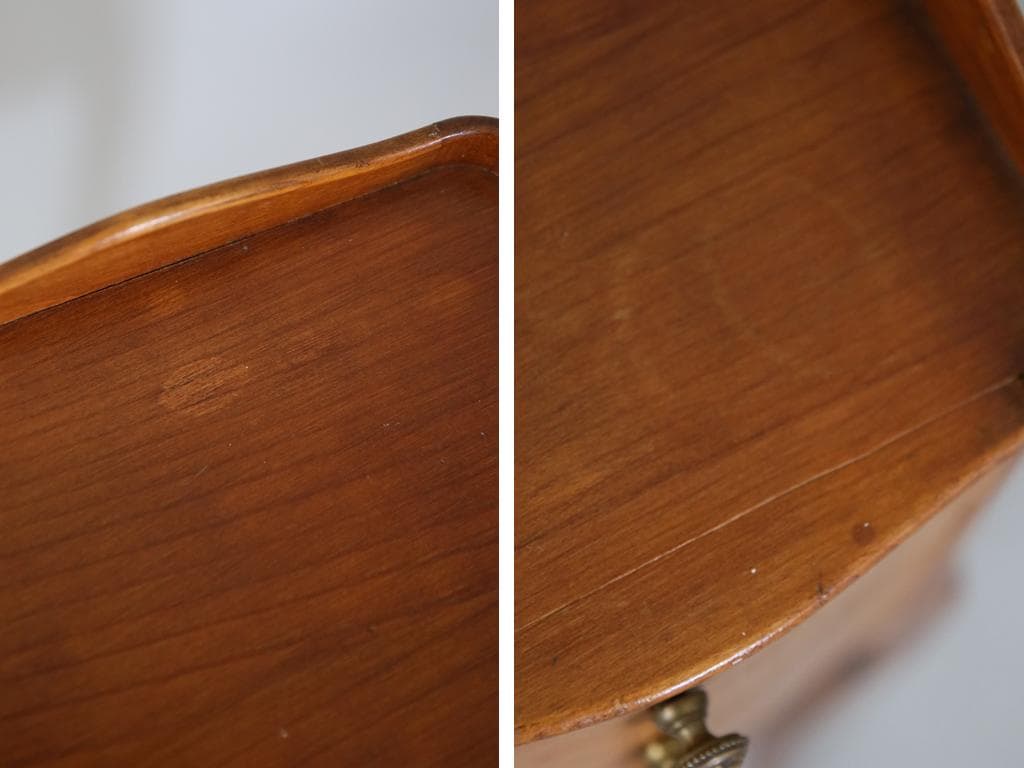 フランスアンティーク木製ベッドサイドキャビネット/ナイトテーブル机(90-62)