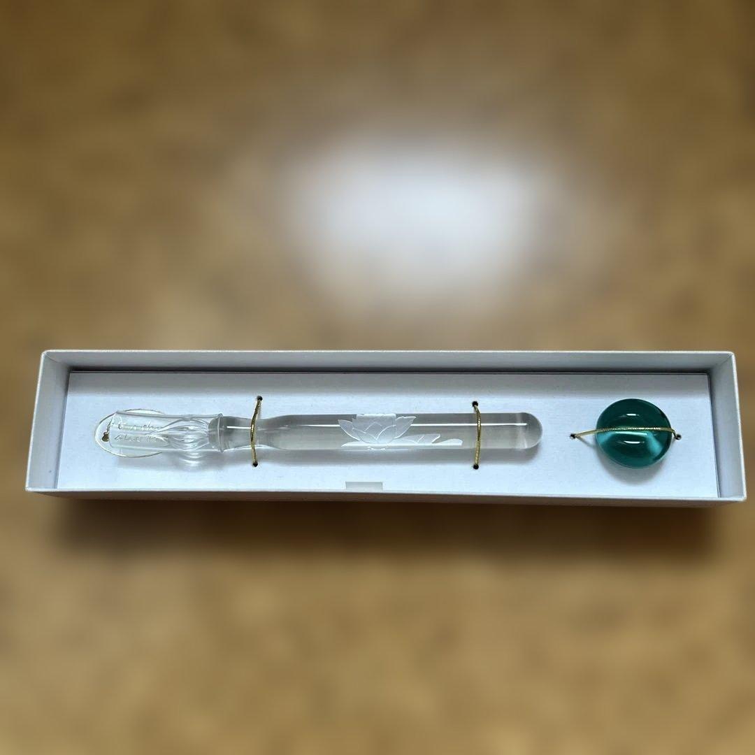 ガラスペン 蓮の花彫刻付き