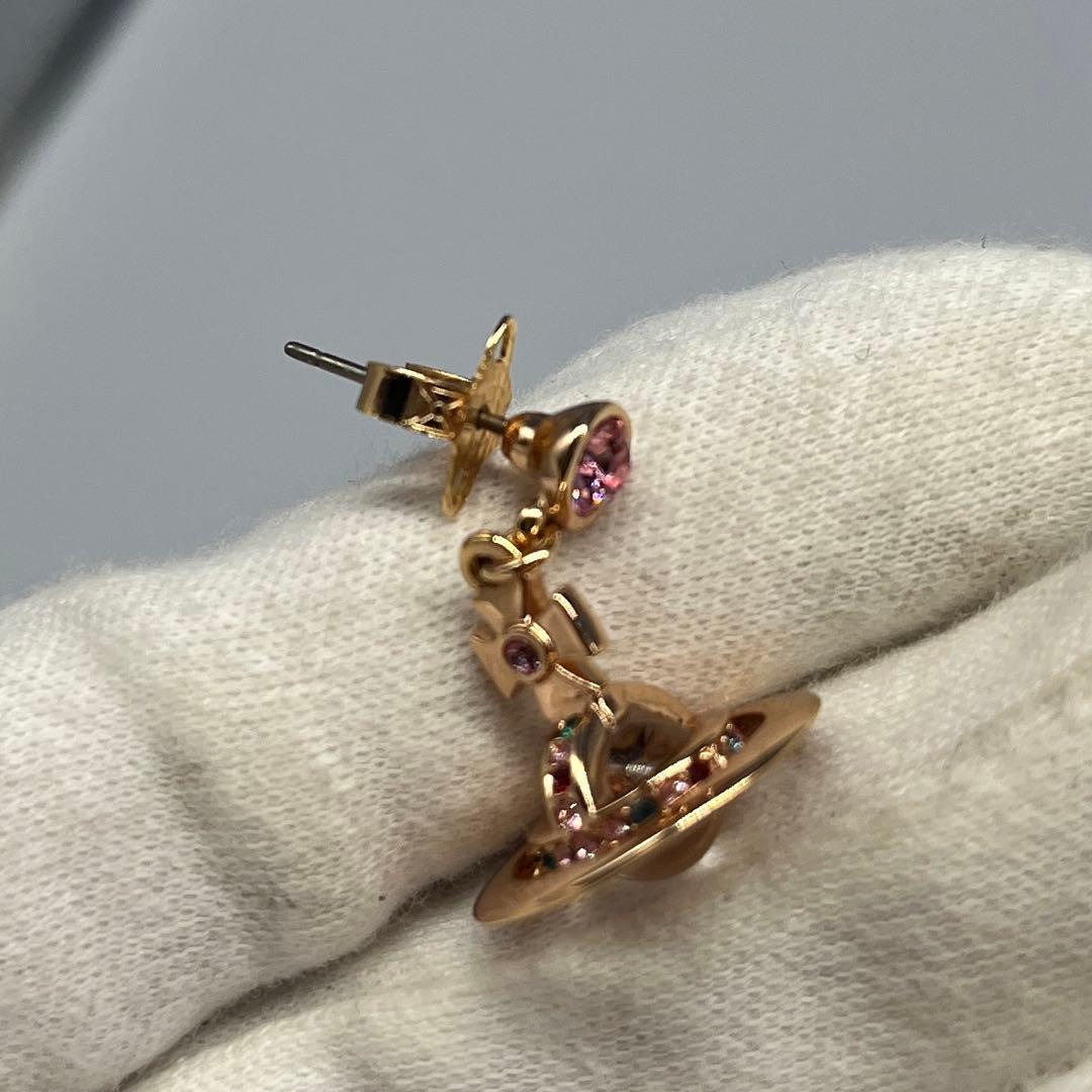 極美品 ヴィヴィアンウエストウッド ピアス タイニー オーブ ピンクゴールド