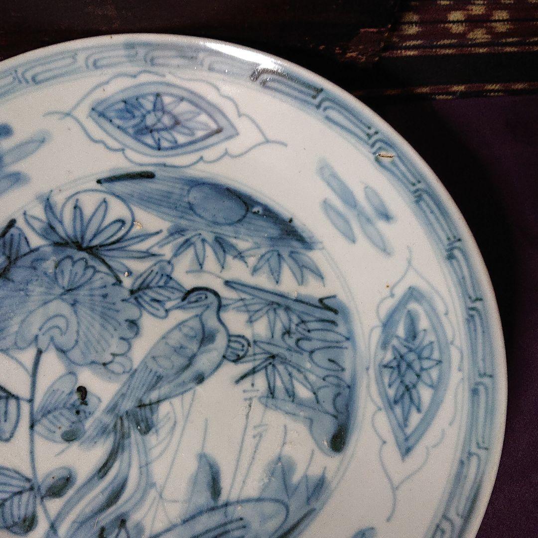 古染付 花鳥紋 皿 明時代