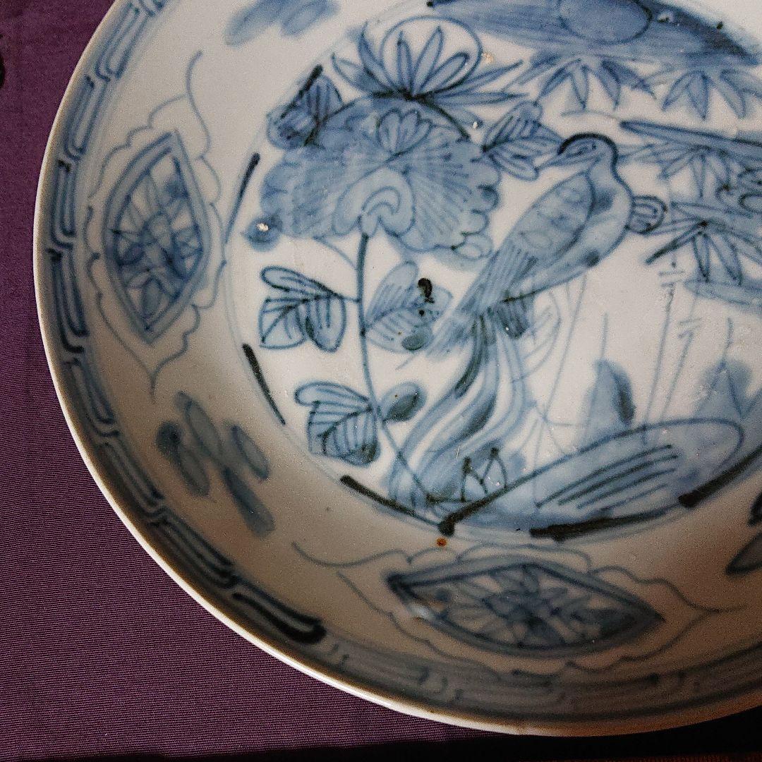 古染付 花鳥紋 皿 明時代