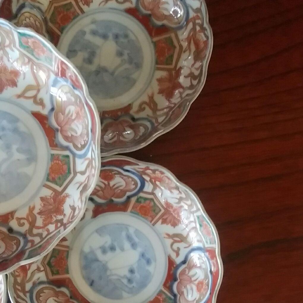 145  古伊万里　金彩錦染付　膾皿　5客