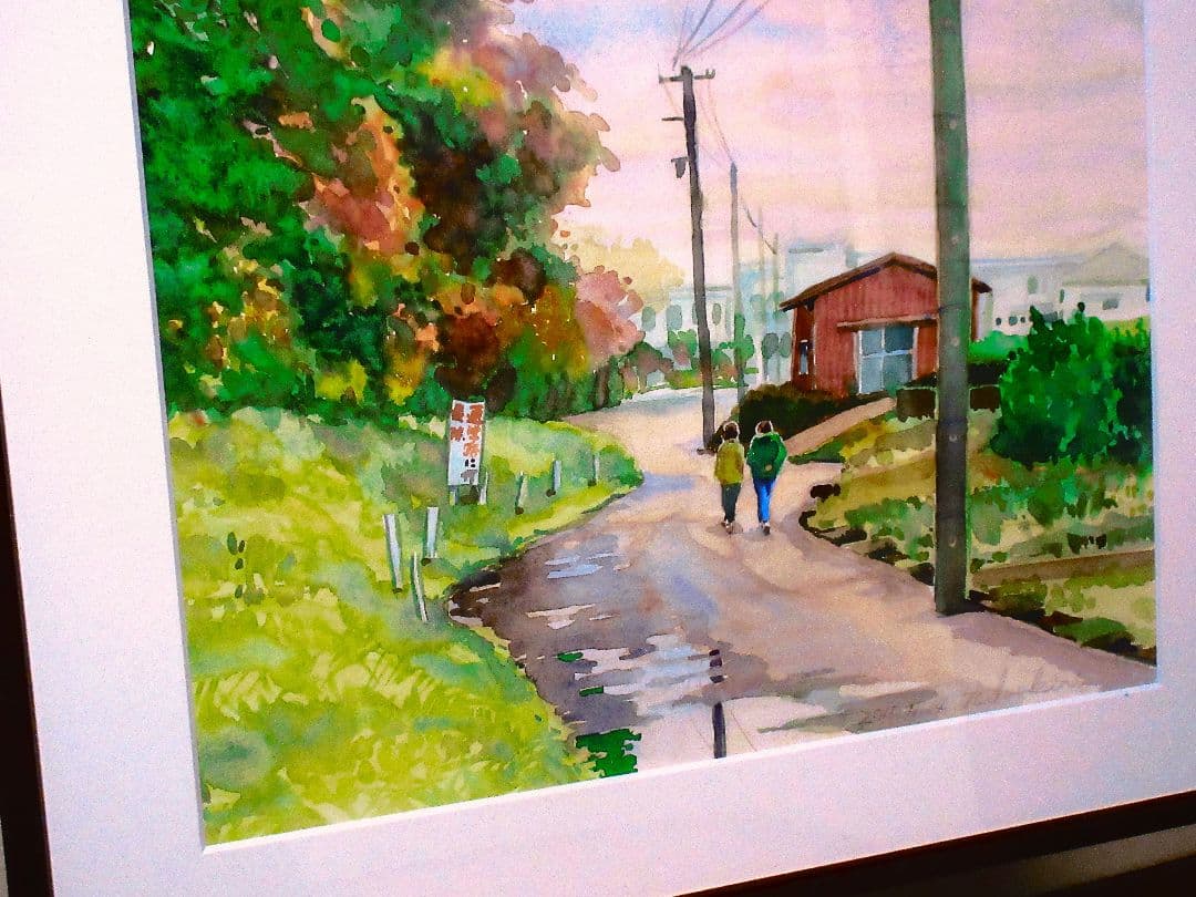 雨上がりの散歩 (額縁付き)