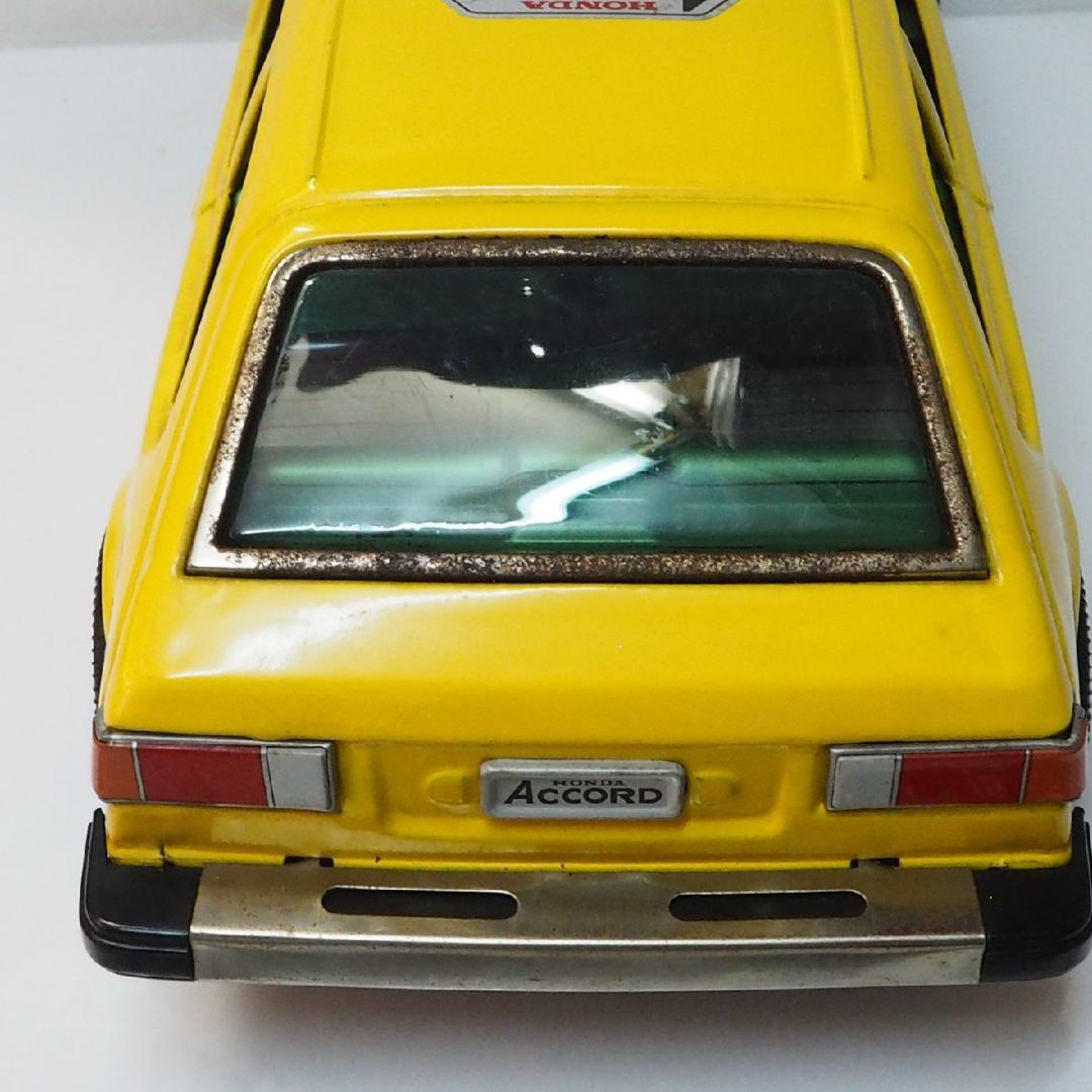 野村【ホンダ アコードCVCC黄イエロー フリクション】当時物ブリキ自動車 箱無
