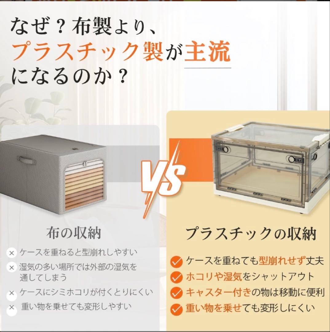 折りたたみ収納ボックス コンテナボックス キャスター付き 大容量 白5個 L