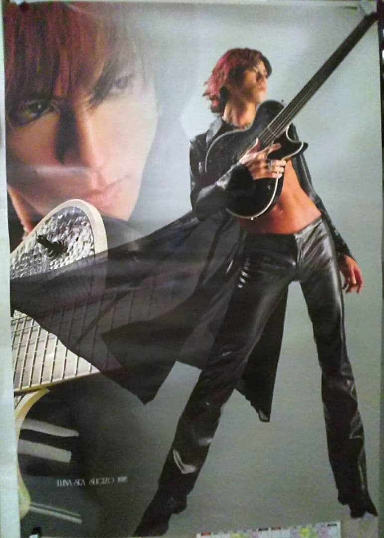 SUGIZO非売品ESP最高傑作ポスター革ジャケット革パン美ボディー腹筋ヘソ出し