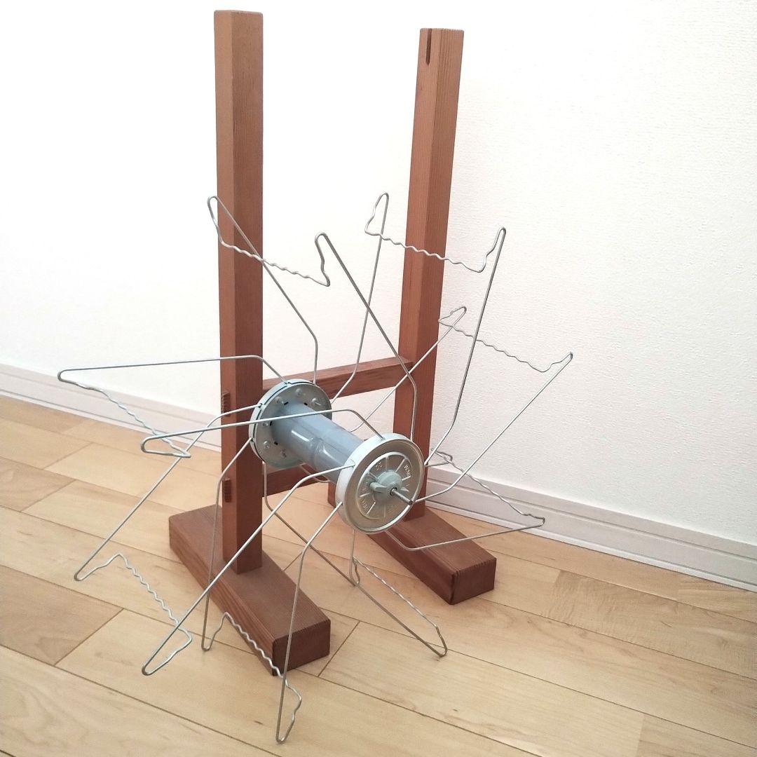 機織り　手織り　糸巻き　木製　金属製 かせくり機　 土台 ＆ かせ掛け