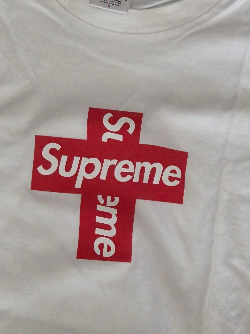 Supreme クロスロゴ Tシャツ L ホワイト/cross box logo
