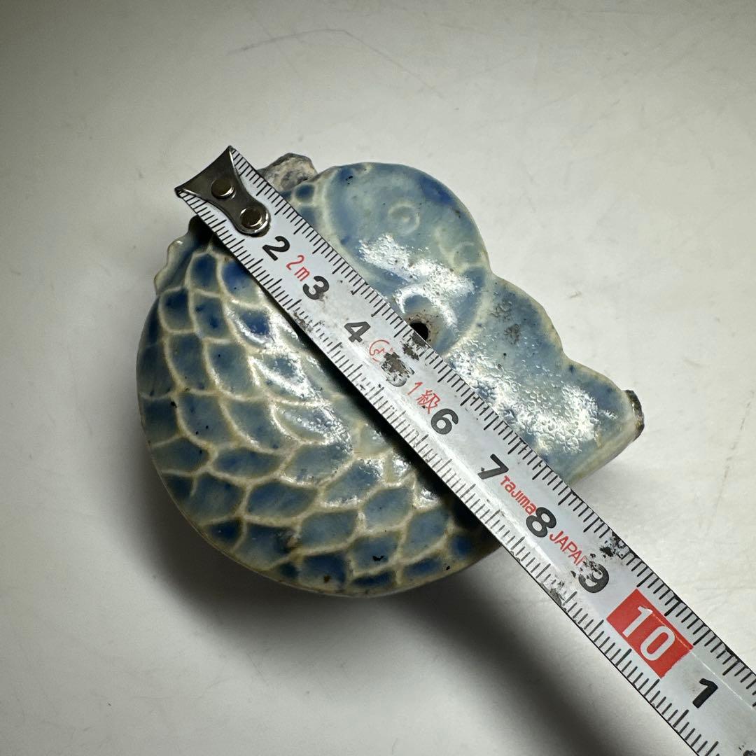 李朝　染付鯉形水滴　幅約8㎝　東Y7-0414☆2Fタエカ