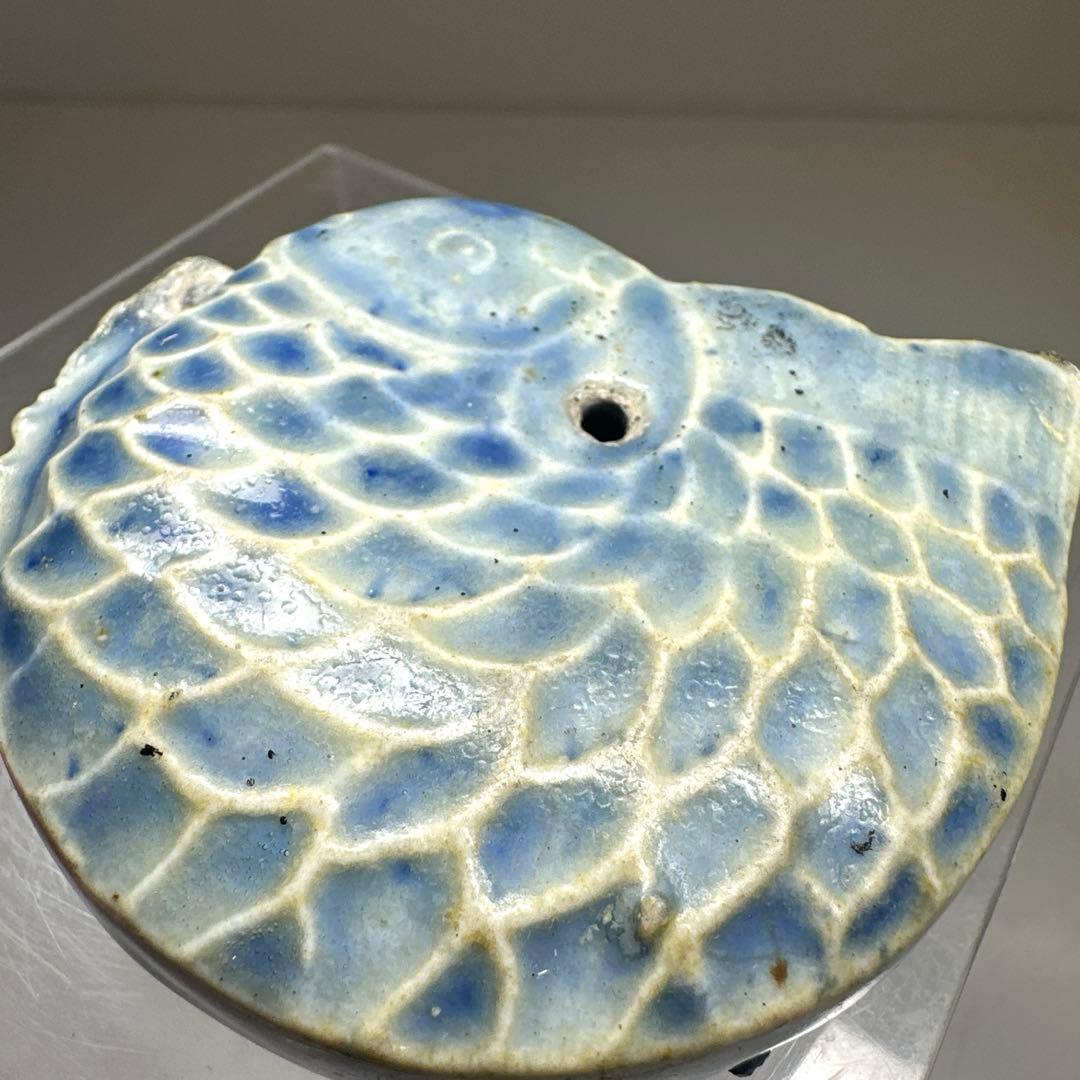 李朝　染付鯉形水滴　幅約8㎝　東Y7-0414☆2Fタエカ