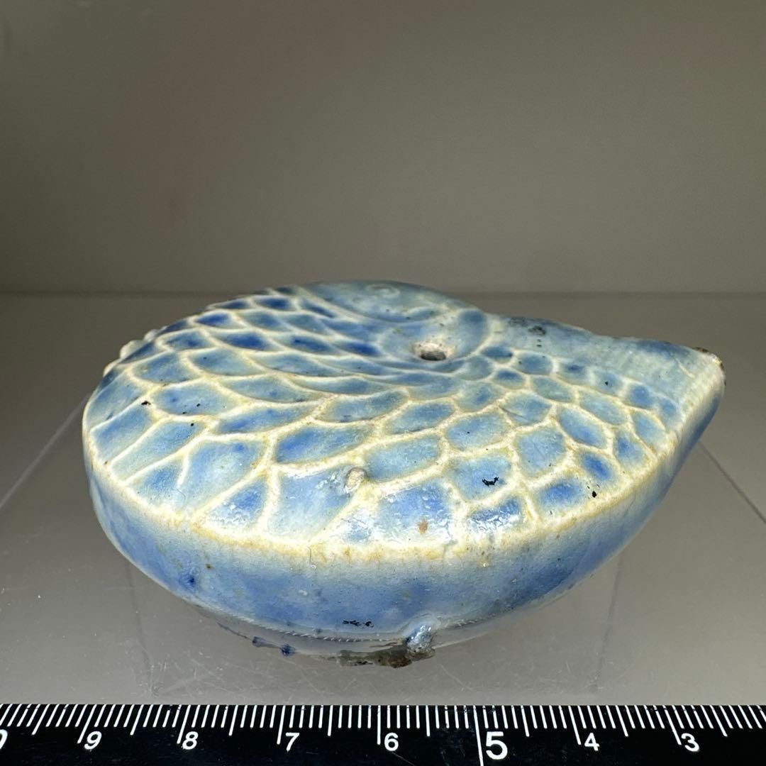 李朝　染付鯉形水滴　幅約8㎝　東Y7-0414☆2Fタエカ