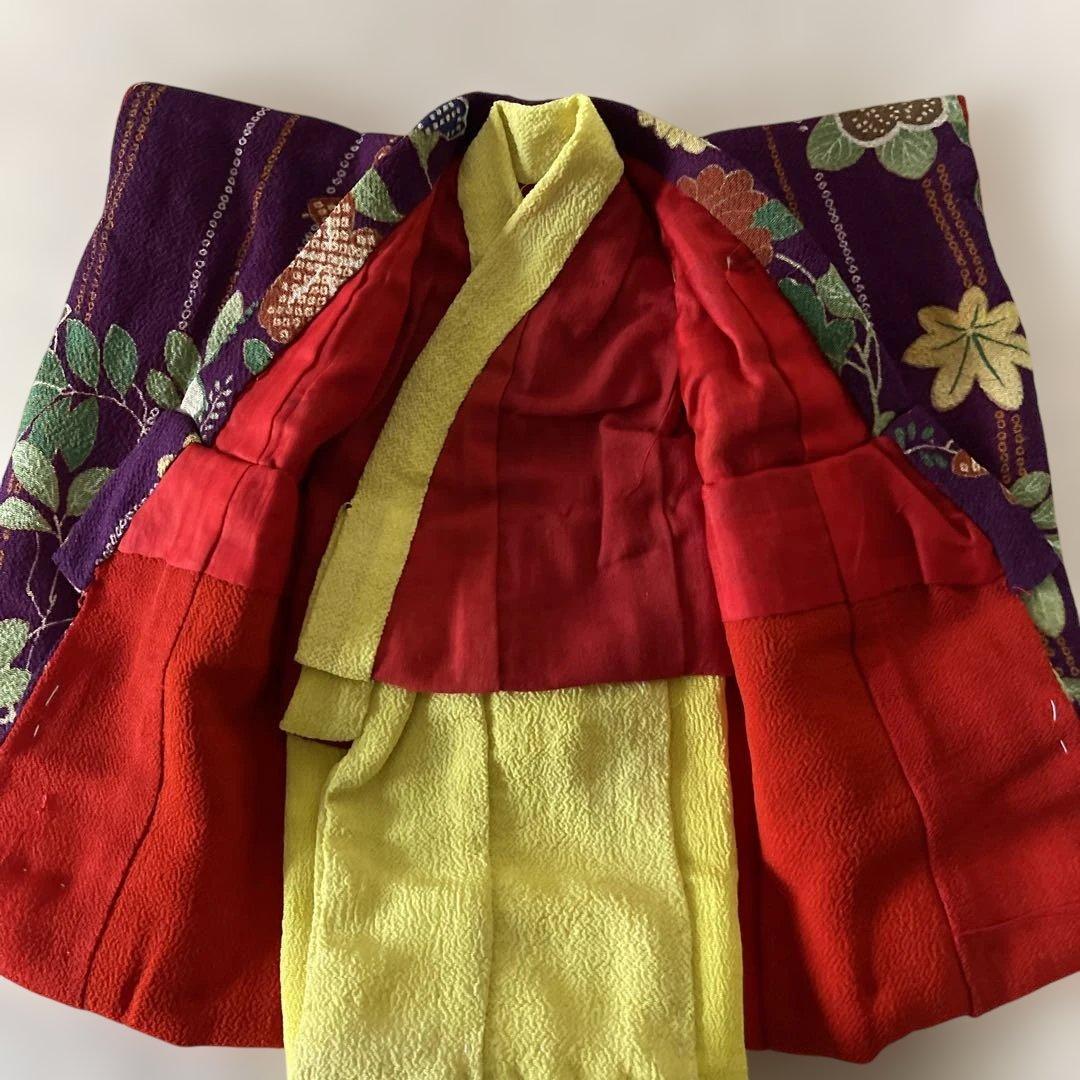 人形の着物　８号　二重　古布ちりめん　102503