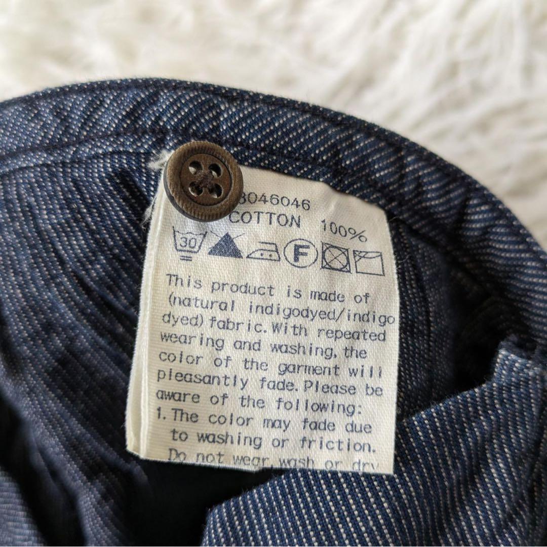 45R キュロットギャザーワイドパンツ　ストライプ　インディゴ　サイズ1 日本製