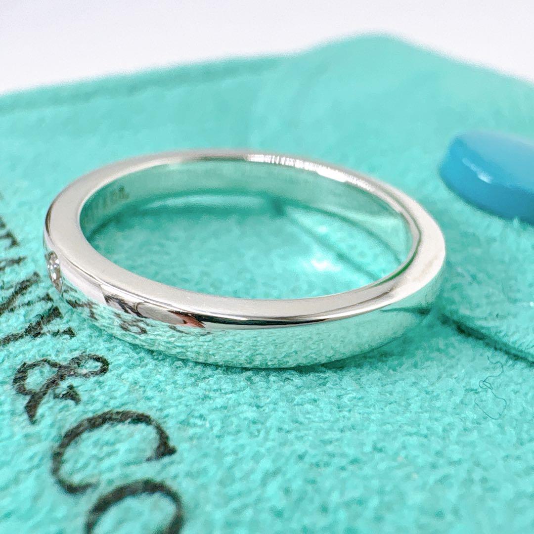 極美品 ティファニー スタッキングバンド ダイヤ リング 9号 シルバー925